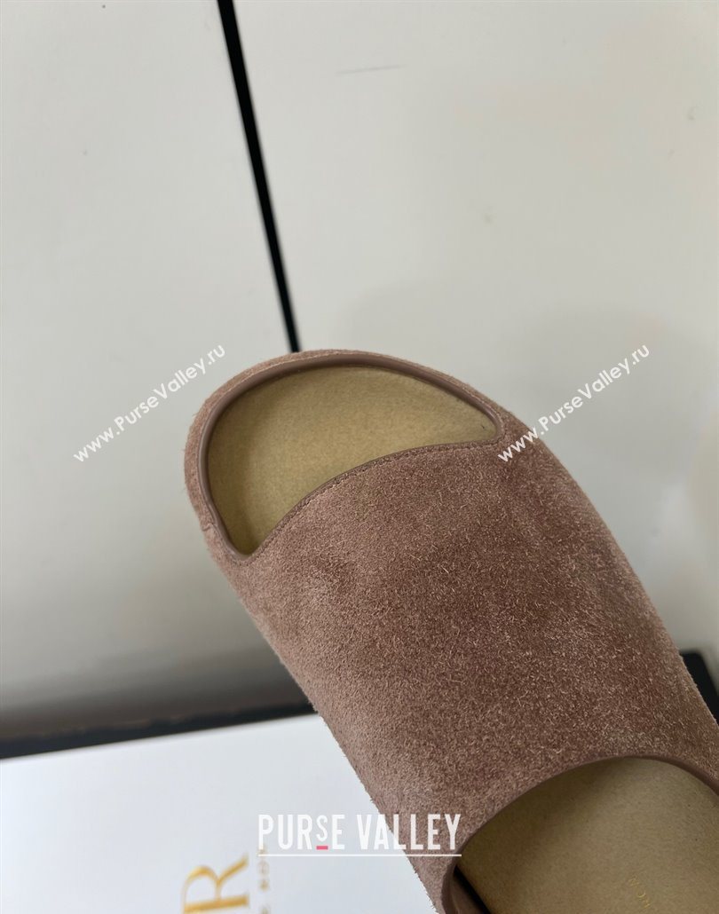 The Row Suede Platform Slides Sandal Taupe 2025 0604 (HQG-250604100)