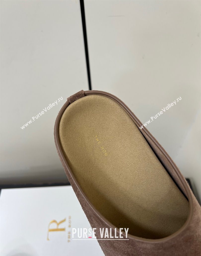 The Row Suede Platform Slides Sandal Taupe 2025 0604 (HQG-250604100)