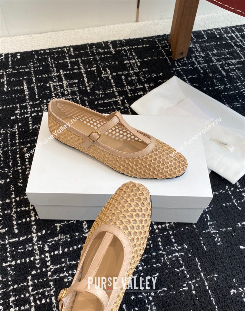 The Row T-Strap Flat Shoes in Woven Mesh Nude 2025 0604 (KL-250604089)