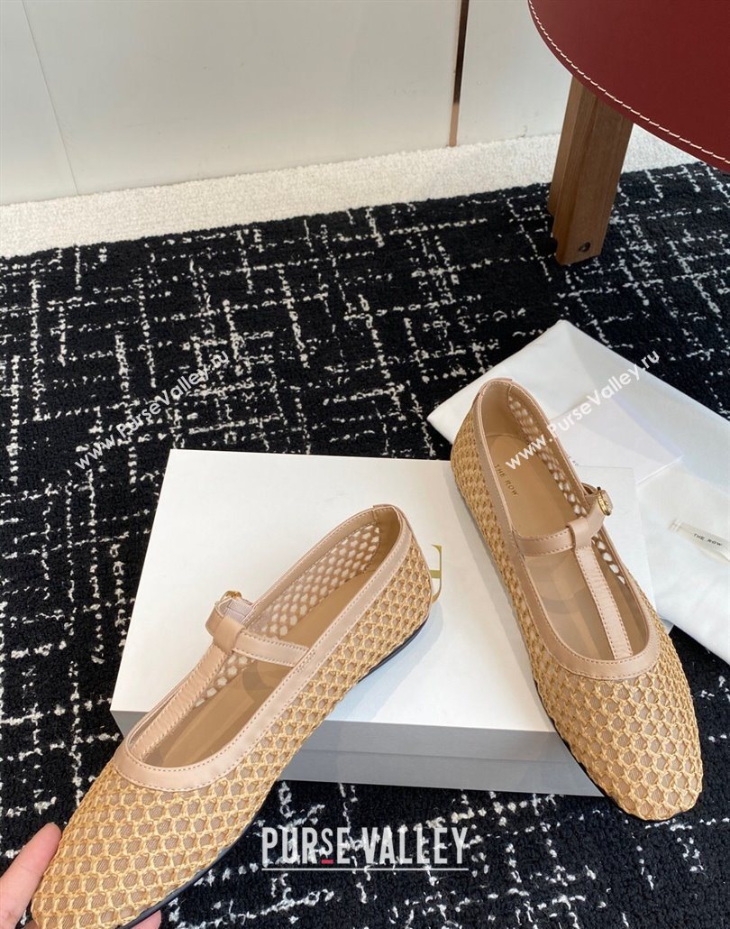 The Row T-Strap Flat Shoes in Woven Mesh Nude 2025 0604 (KL-250604089)