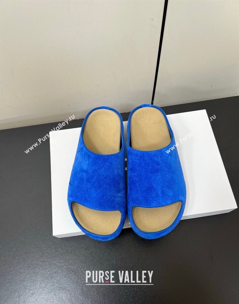 The Row Suede Platform Slides Sandal Sky Blue 2025 0604 (HQG-250604102)