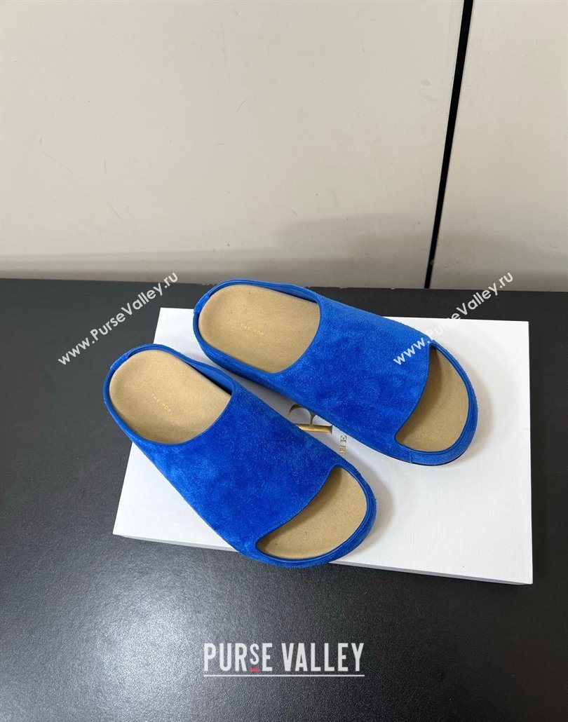 The Row Suede Platform Slides Sandal Sky Blue 2025 0604 (HQG-250604102)