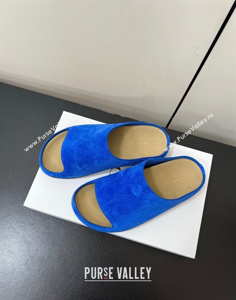 The Row Suede Platform Slides Sandal Sky Blue 2025 0604 (HQG-250604102)