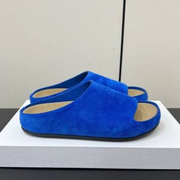 The Row Suede Platform Slides Sandal Sky Blue 2025 0604 (HQG-250604102)