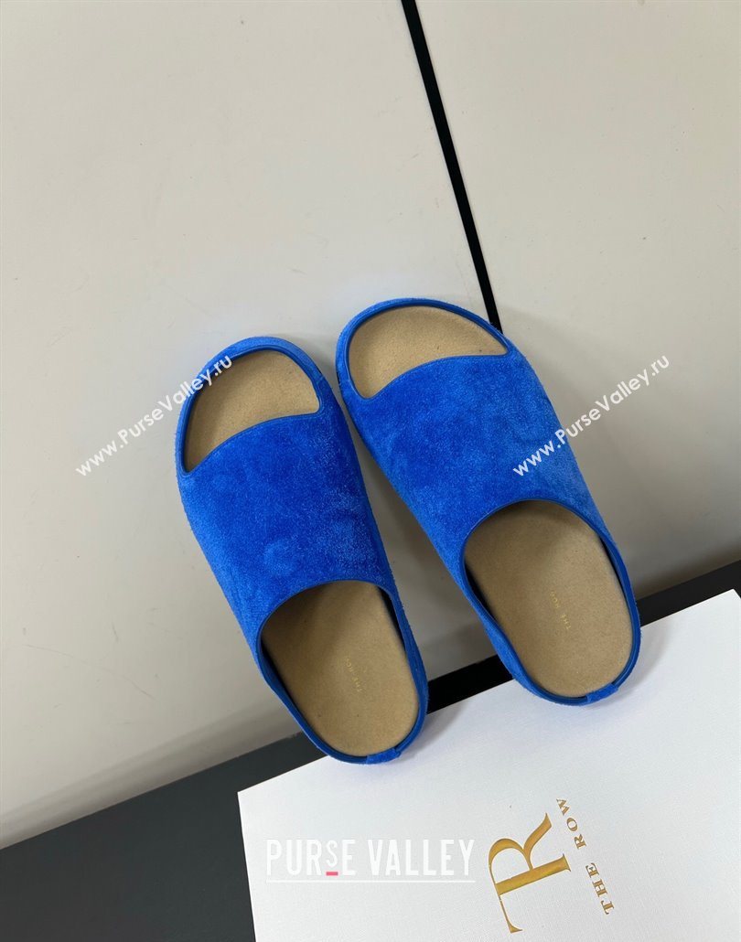 The Row Suede Platform Slides Sandal Sky Blue 2025 0604 (HQG-250604102)