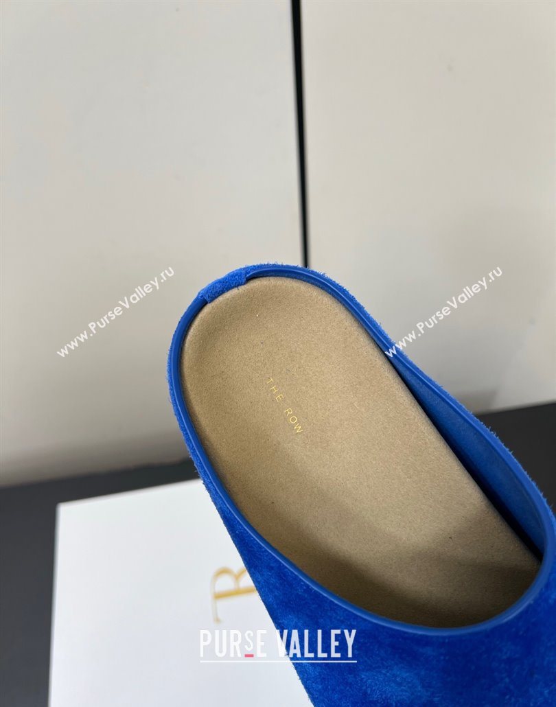 The Row Suede Platform Slides Sandal Sky Blue 2025 0604 (HQG-250604102)