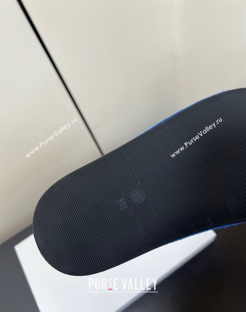 The Row Suede Platform Slides Sandal Sky Blue 2025 0604 (HQG-250604102)