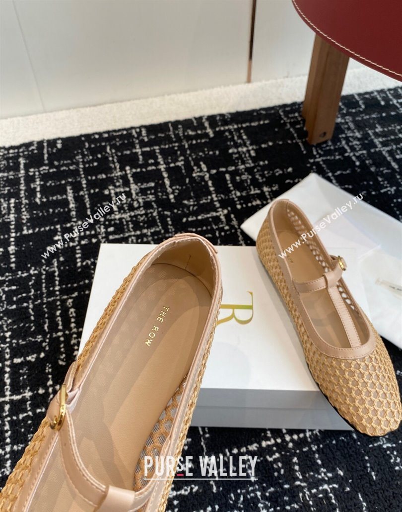 The Row T-Strap Flat Shoes in Woven Mesh Nude 2025 0604 (KL-250604089)