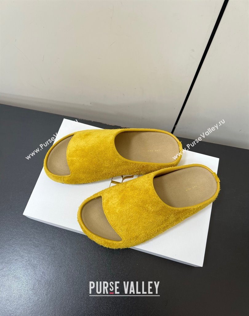 The Row Suede Platform Slides Sandal Yellow 2025 0604 (HQG-250604103)