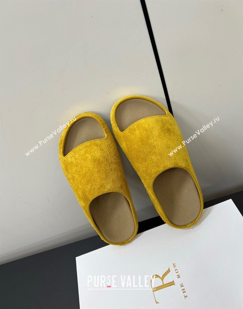 The Row Suede Platform Slides Sandal Yellow 2025 0604 (HQG-250604103)