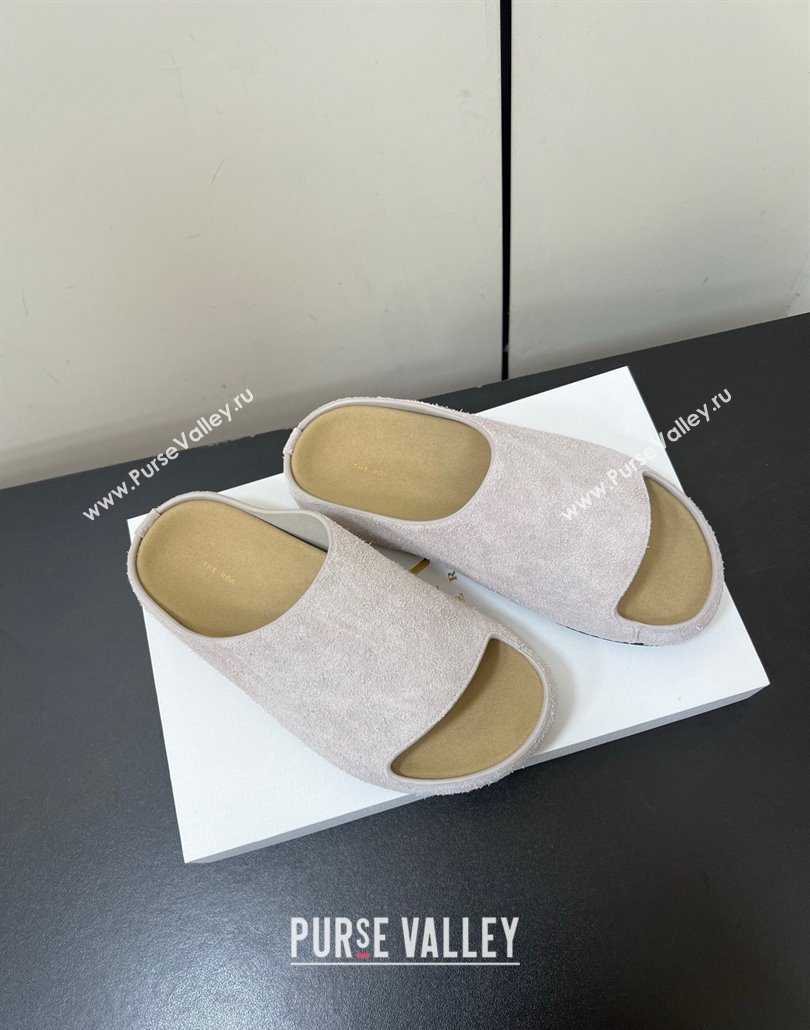 The Row Suede Platform Slides Sandal Light Grey 2025 0604 (HQG-250604104)