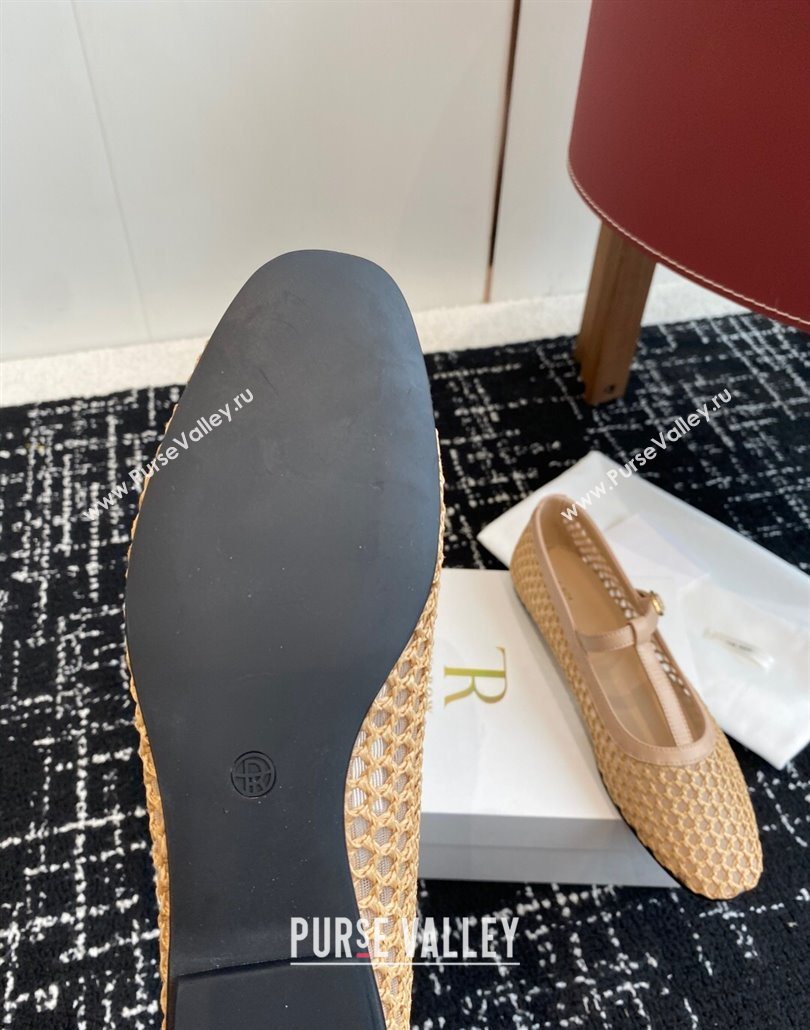 The Row T-Strap Flat Shoes in Woven Mesh Nude 2025 0604 (KL-250604089)