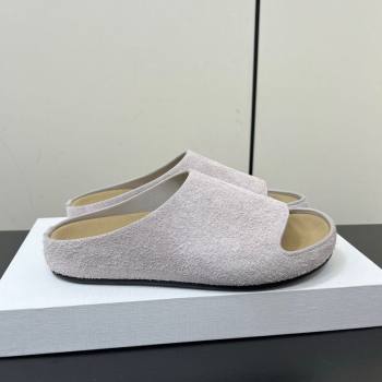 The Row Suede Platform Slides Sandal Light Grey 2025 0604 (HQG-250604104)