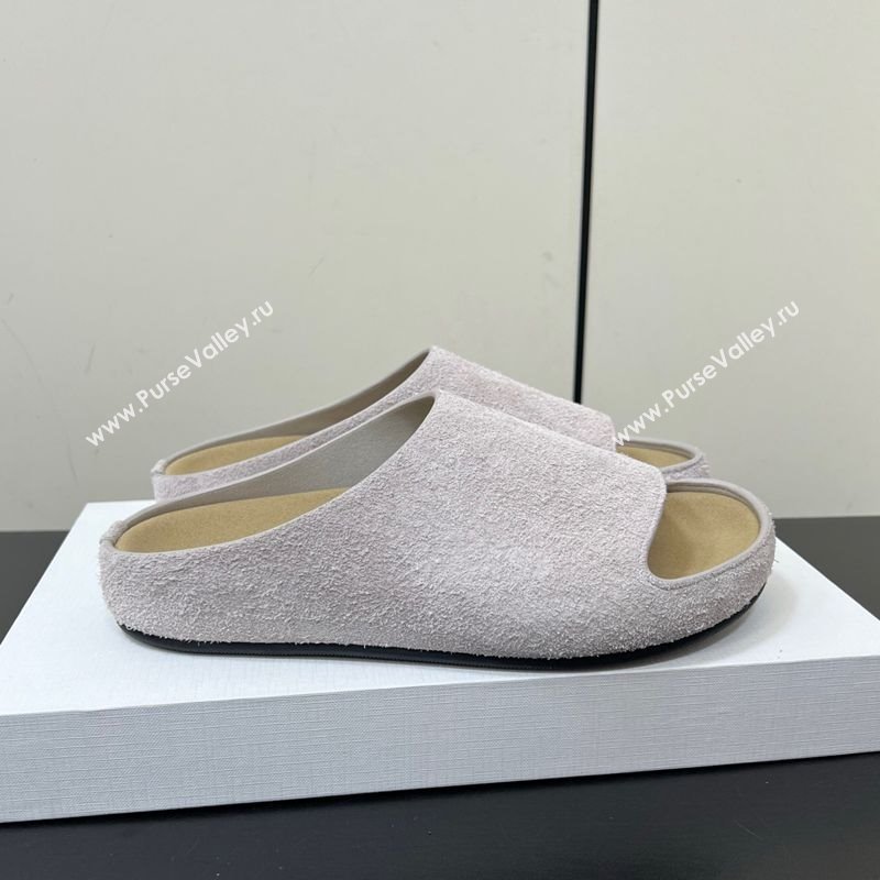 The Row Suede Platform Slides Sandal Light Grey 2025 0604 (HQG-250604104)