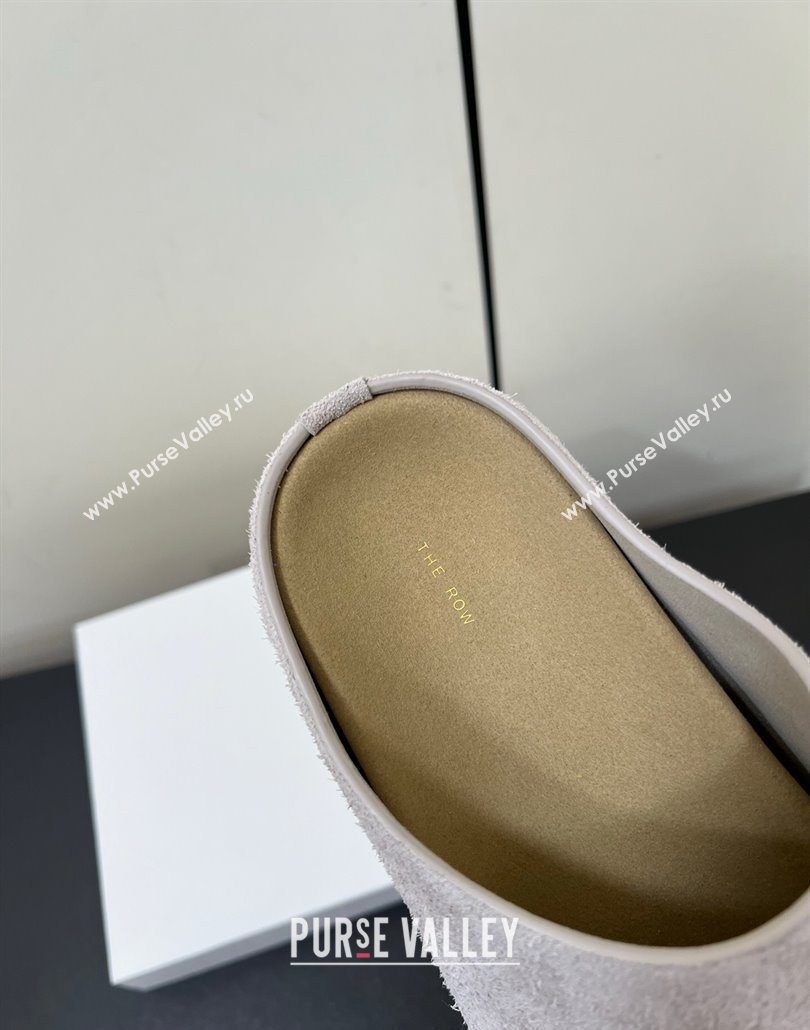 The Row Suede Platform Slides Sandal Light Grey 2025 0604 (HQG-250604104)