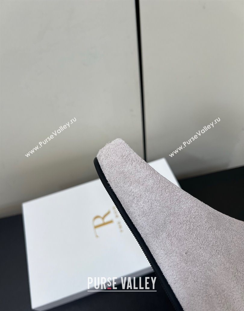 The Row Suede Platform Slides Sandal Light Grey 2025 0604 (HQG-250604104)