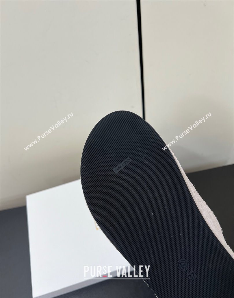 The Row Suede Platform Slides Sandal Light Grey 2025 0604 (HQG-250604104)