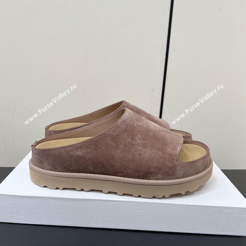 The Row Suede Platform Slides Sandal Taupe 2025 0603 (HQG-250604105)