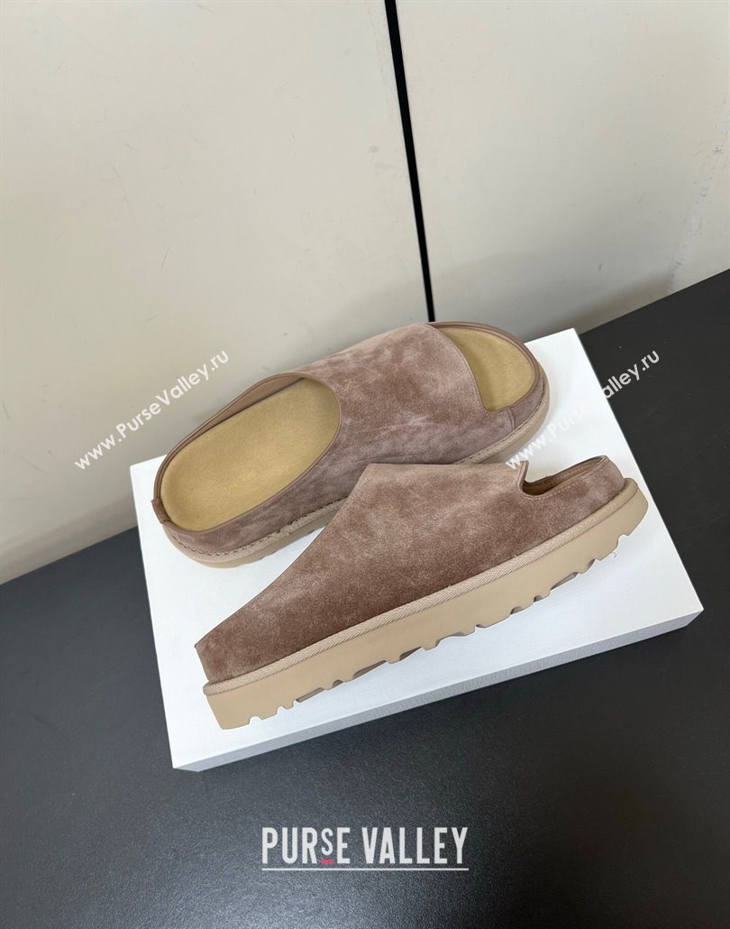 The Row Suede Platform Slides Sandal Taupe 2025 0603 (HQG-250604105)