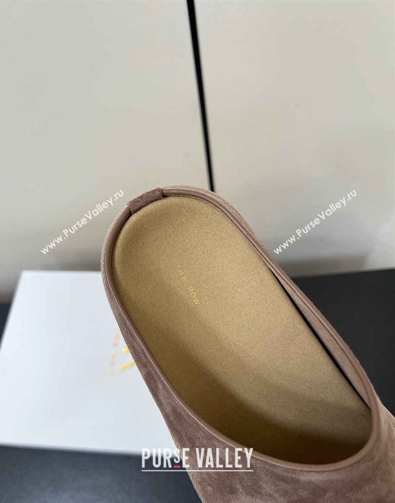 The Row Suede Platform Slides Sandal Taupe 2025 0603 (HQG-250604105)