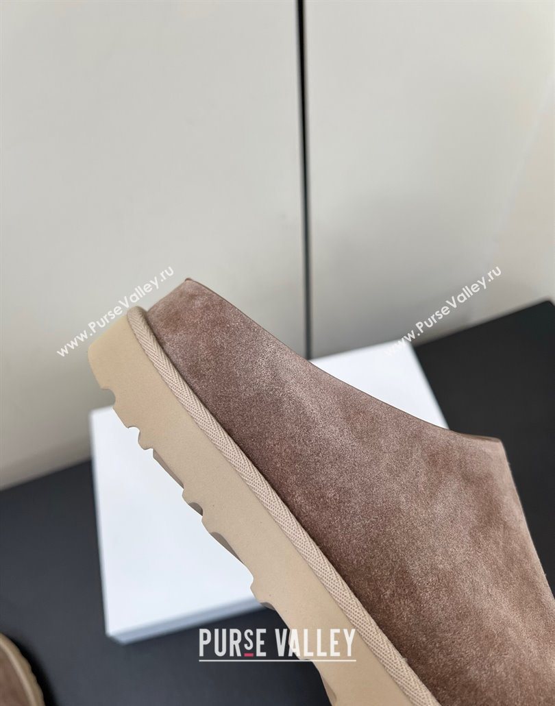 The Row Suede Platform Slides Sandal Taupe 2025 0603 (HQG-250604105)