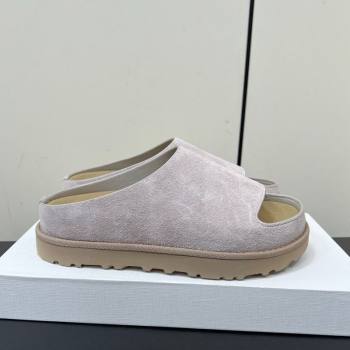The Row Suede Platform Slides Sandal Light Grey 2025 0603 (HQG-250604106)