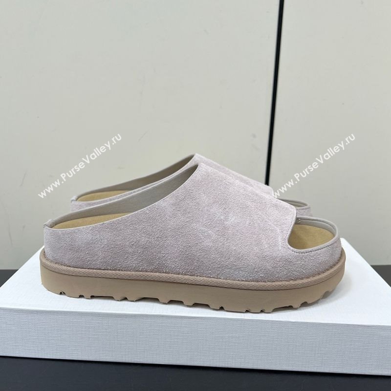The Row Suede Platform Slides Sandal Light Grey 2025 0603 (HQG-250604106)