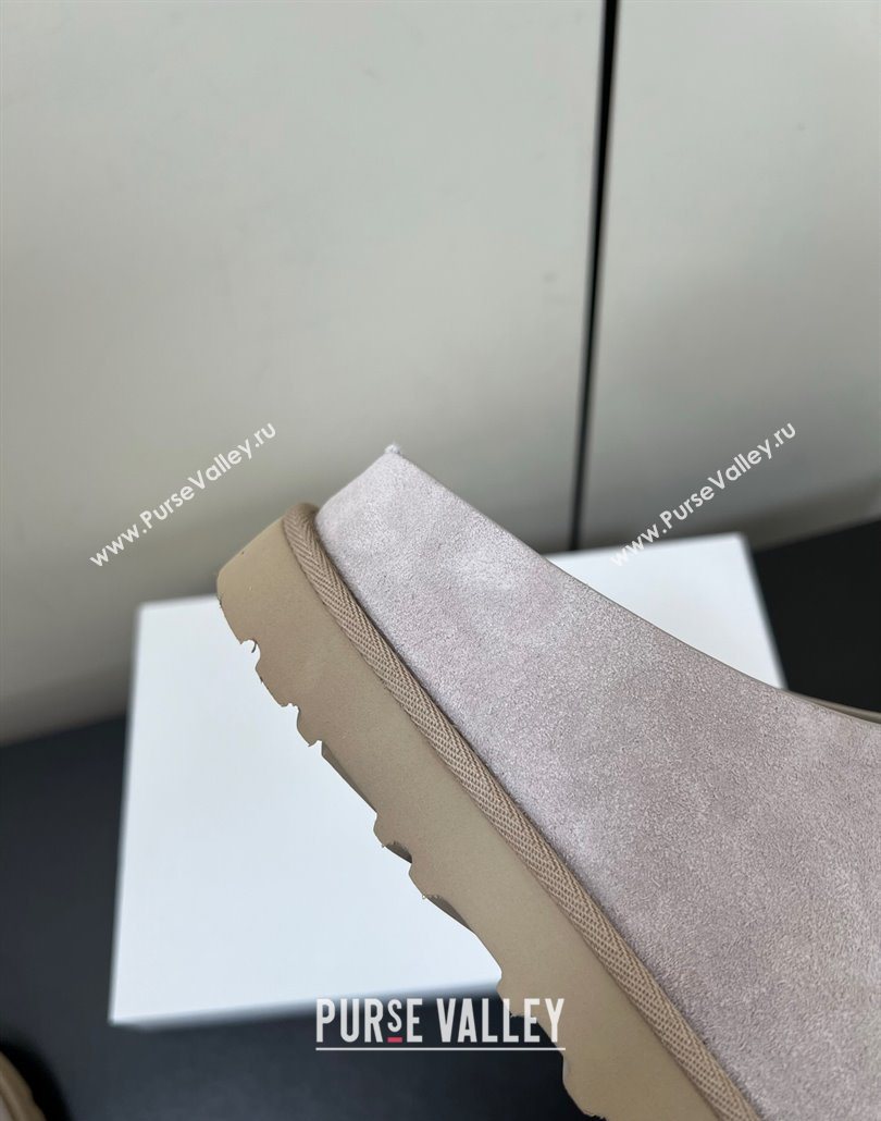 The Row Suede Platform Slides Sandal Light Grey 2025 0603 (HQG-250604106)
