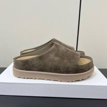 The Row Suede Platform Slides Sandal Dark Grey 2025 0603 (HQG-250604108)