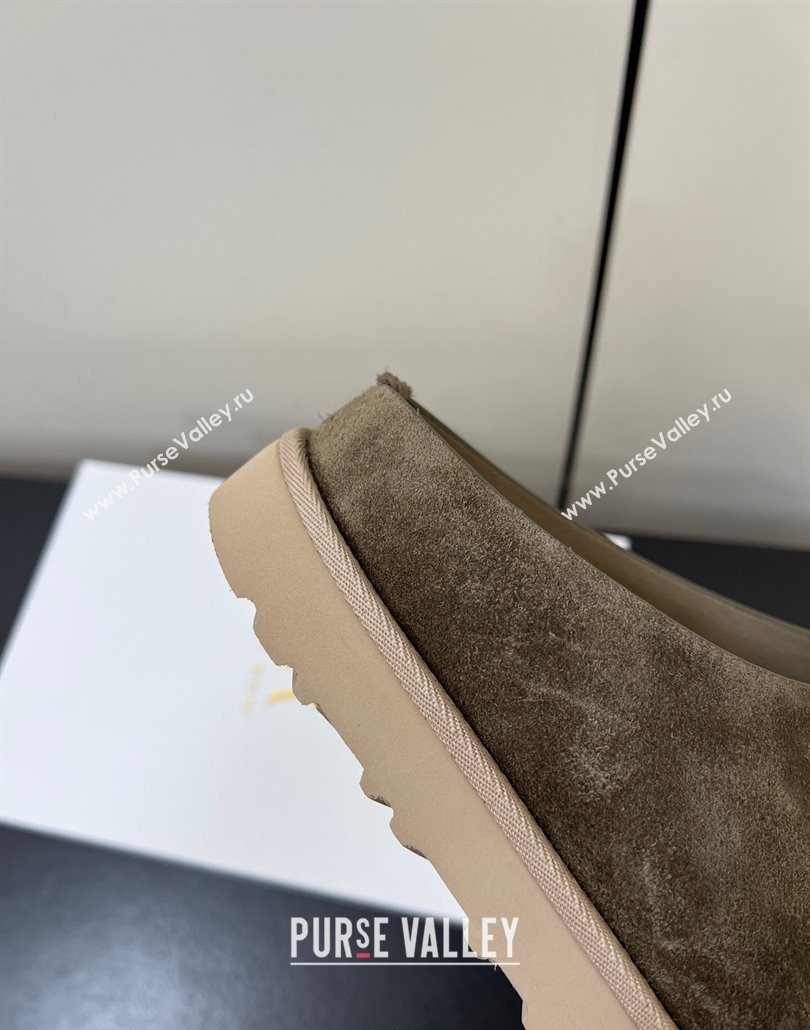 The Row Suede Platform Slides Sandal Dark Grey 2025 0603 (HQG-250604108)
