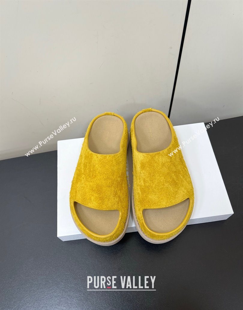 The Row Suede Platform Slides Sandal Yellow 2025 0603 (HQG-250604109)
