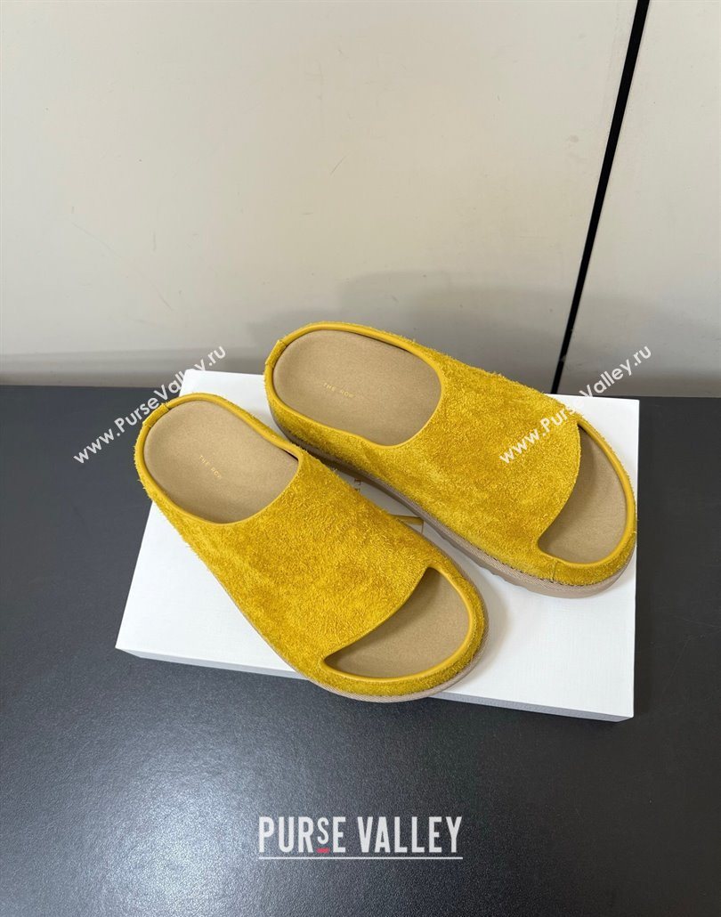 The Row Suede Platform Slides Sandal Yellow 2025 0603 (HQG-250604109)