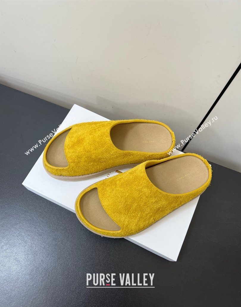 The Row Suede Platform Slides Sandal Yellow 2025 0603 (HQG-250604109)