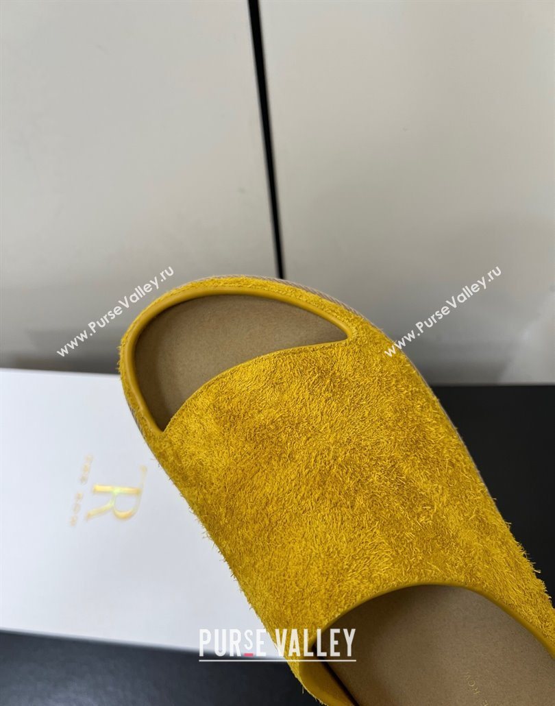 The Row Suede Platform Slides Sandal Yellow 2025 0603 (HQG-250604109)