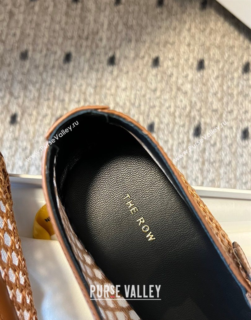 The Row T-Strap Flat Shoes in Woven Mesh Brown 2025 0604 (syt-250604090)