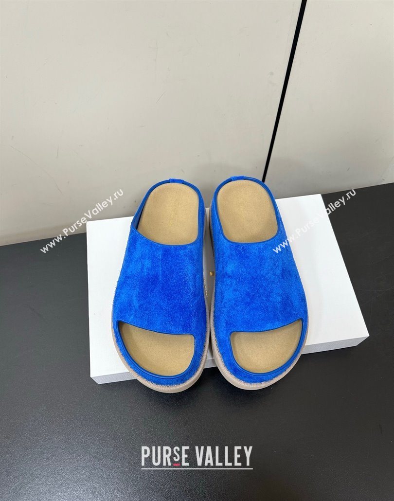 The Row Suede Platform Slides Sandal Sky Blue 2025 0603 (HQG-250604110)