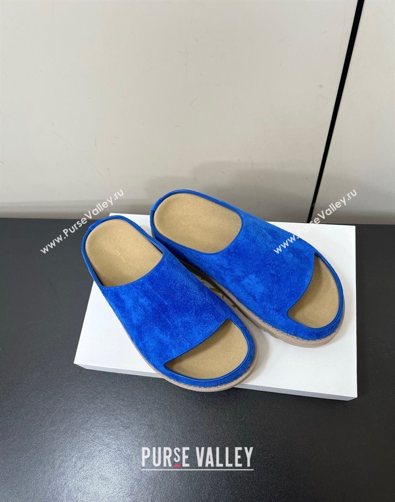 The Row Suede Platform Slides Sandal Sky Blue 2025 0603 (HQG-250604110)