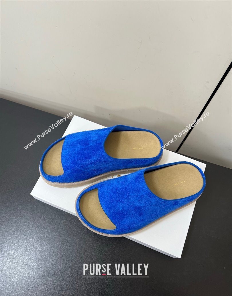 The Row Suede Platform Slides Sandal Sky Blue 2025 0603 (HQG-250604110)