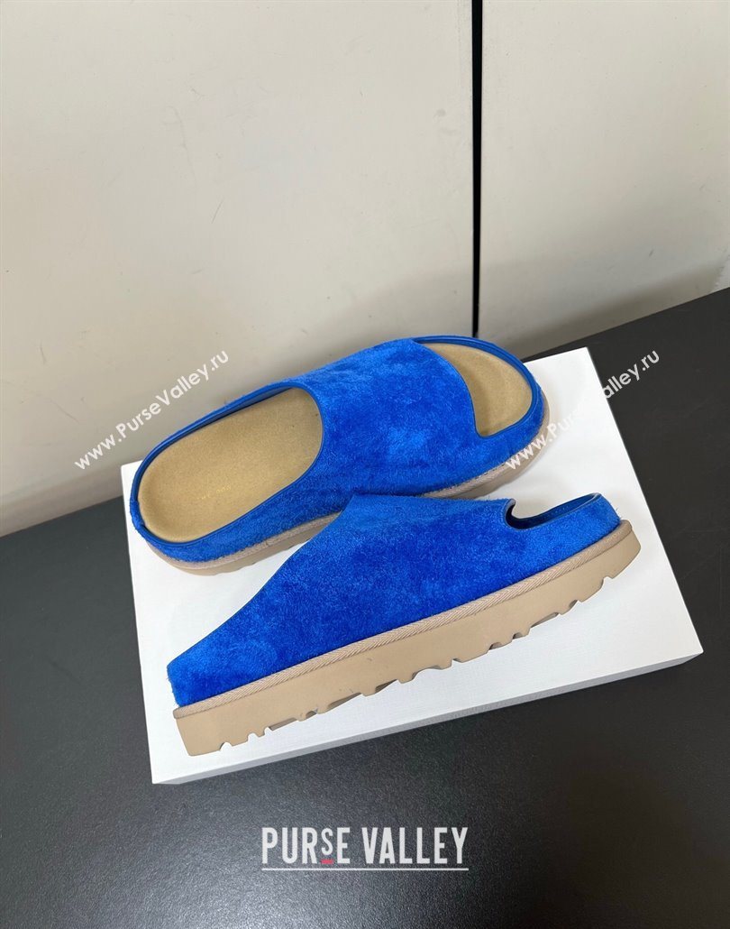 The Row Suede Platform Slides Sandal Sky Blue 2025 0603 (HQG-250604110)