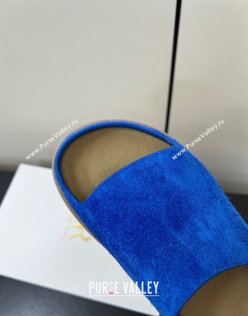 The Row Suede Platform Slides Sandal Sky Blue 2025 0603 (HQG-250604110)
