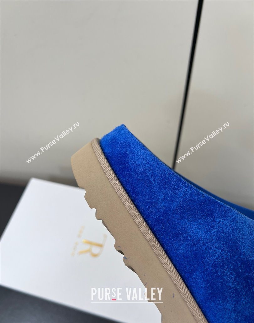 The Row Suede Platform Slides Sandal Sky Blue 2025 0603 (HQG-250604110)