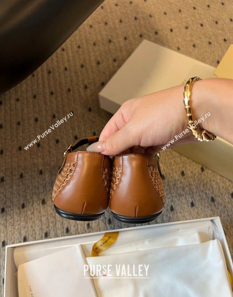 The Row T-Strap Flat Shoes in Woven Mesh Brown 2025 0604 (syt-250604090)