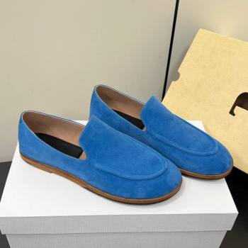 The Row Suede Flat Loafers Blue 2025 0604 (HQG-250604112)