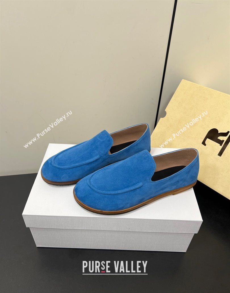 The Row Suede Flat Loafers Blue 2025 0604 (HQG-250604112)