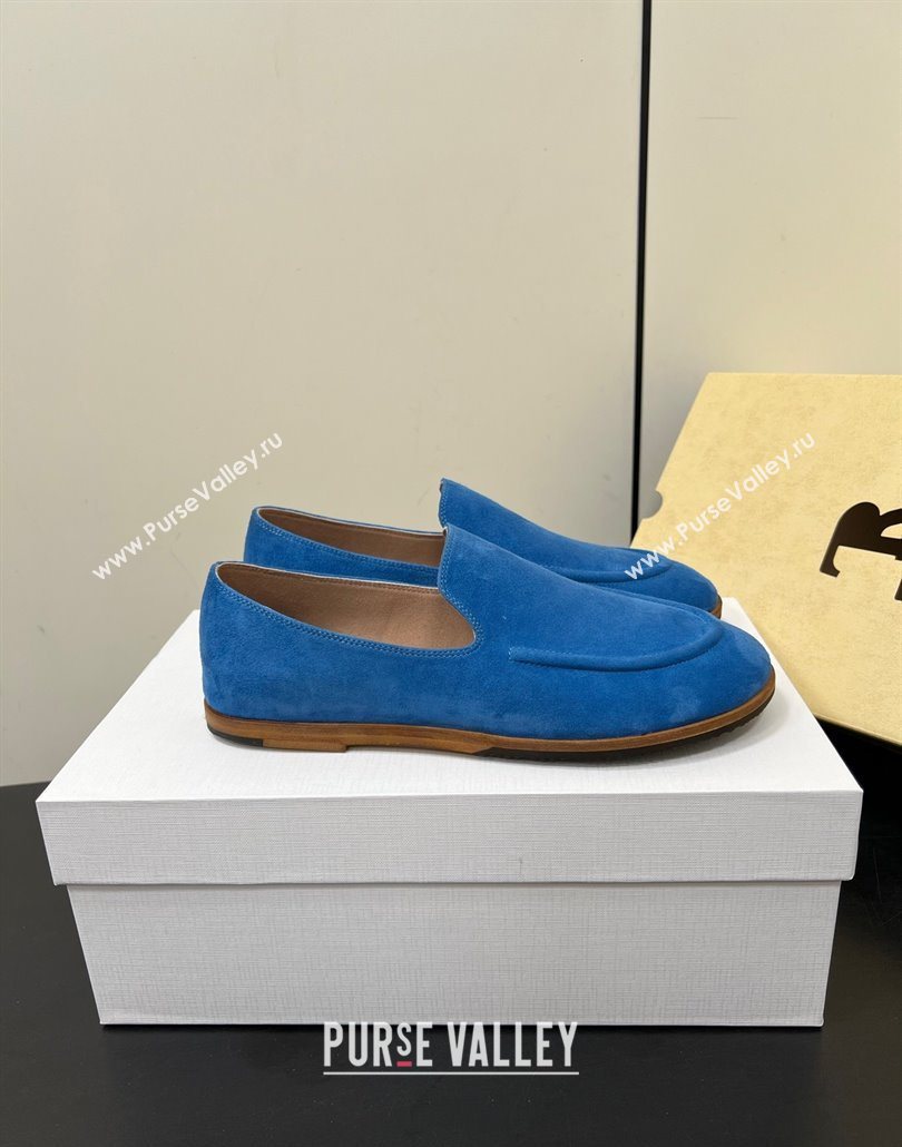 The Row Suede Flat Loafers Blue 2025 0604 (HQG-250604112)