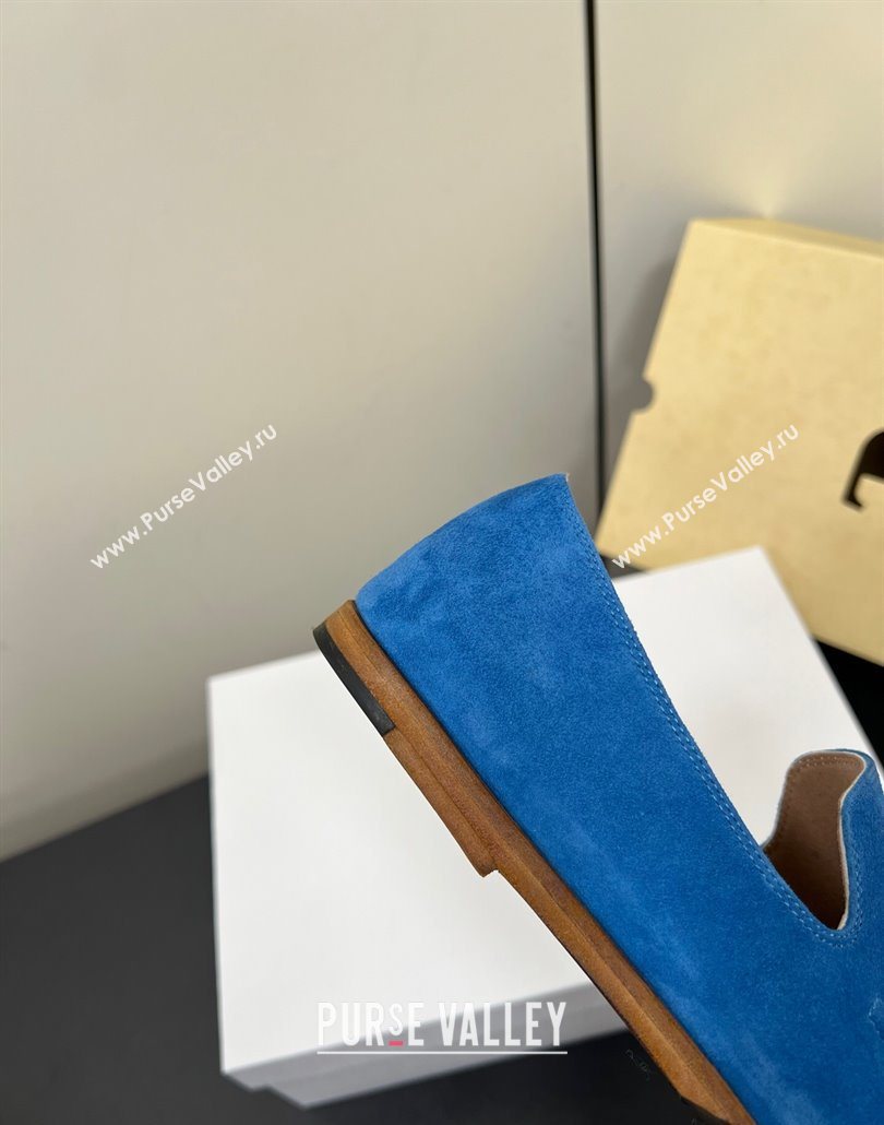 The Row Suede Flat Loafers Blue 2025 0604 (HQG-250604112)