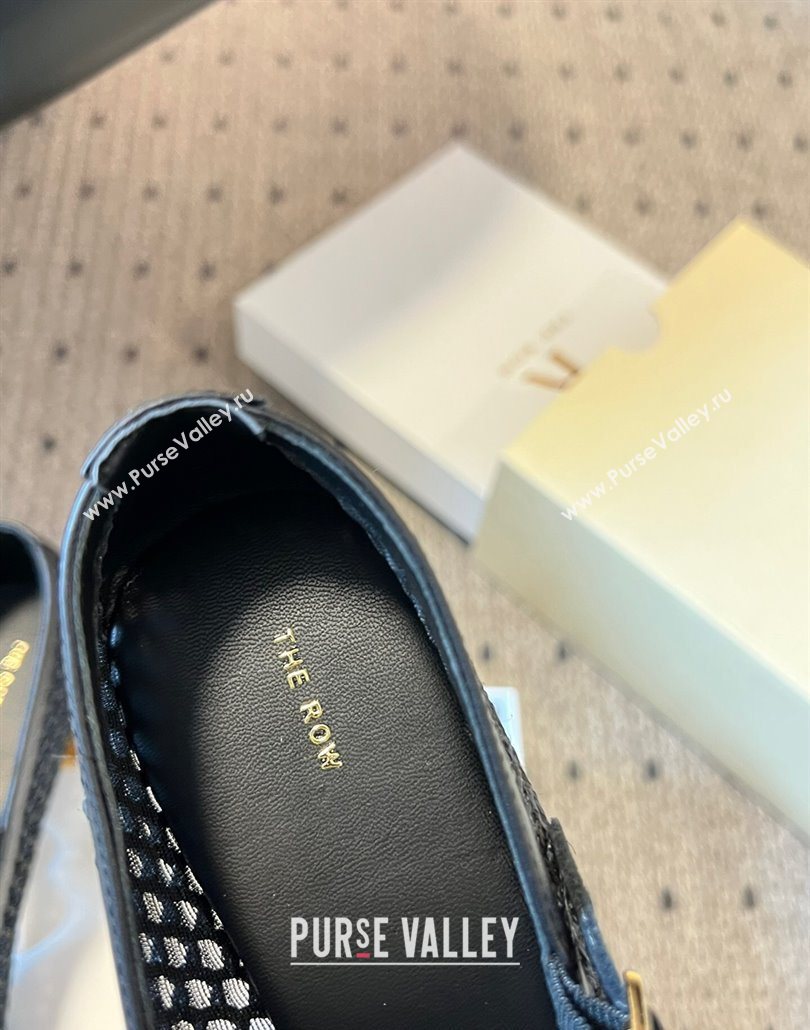 The Row T-Strap Flat Shoes in Woven Mesh Black 2025 0604 (syt-250604091)