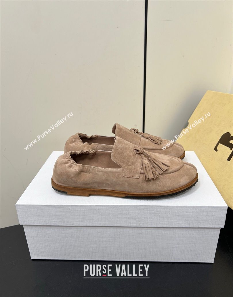 The Row Suede Tassel Loafers Beige 2025 0604 (HQG-250604114)