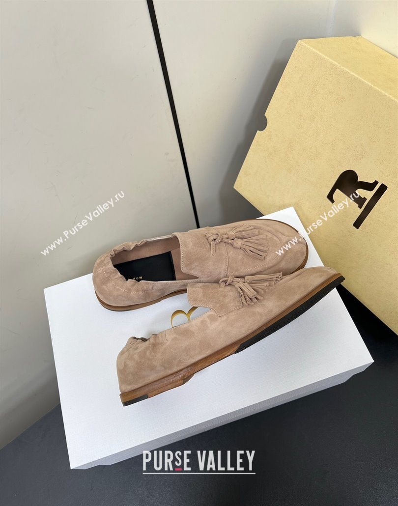 The Row Suede Tassel Loafers Beige 2025 0604 (HQG-250604114)