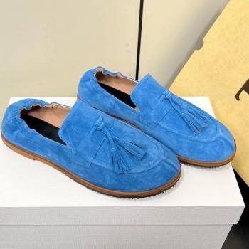 The Row Suede Tassel Loafers Blue 2025 0604 (HQG-250604115)